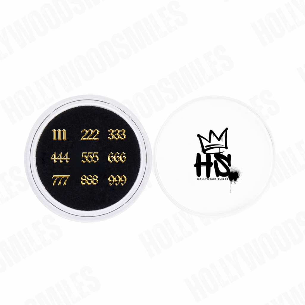 18k Gold Angel Number Tooth Charms