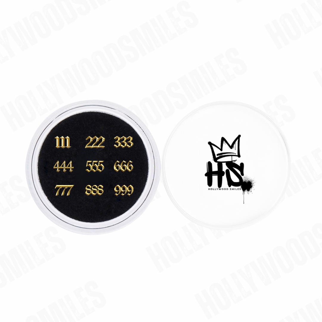 18k Gold Angel Number Tooth Charms